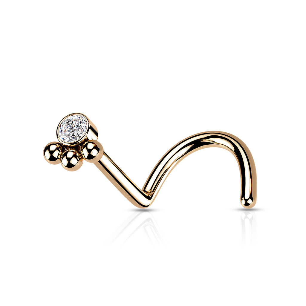 3 Beaded Ball Cluster with Surgical Steel Nose Screw Rings